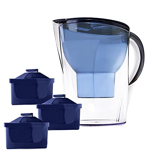 Lake Industries Alkaline Water Filter Pitcher 3.5L Bundle 7 Stage Filtration System to Purify and Increase PH Levels Includes 3 Water Pitcher Cartridges Durable & Heavy 7 Stage Filters