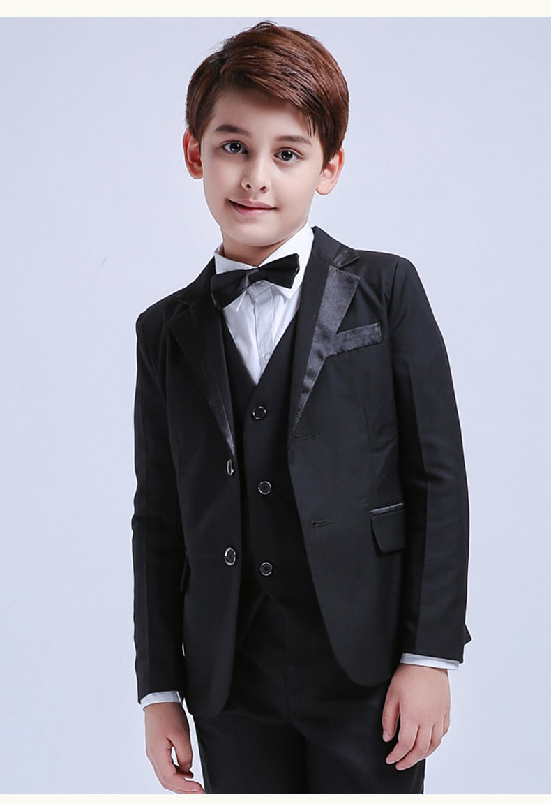 5 Pcs Black Toddler Boys Suits Wedding Formal Children Suit Tuxedo  Party Ring bearer|child tuxedo|boys formaltuxedo children