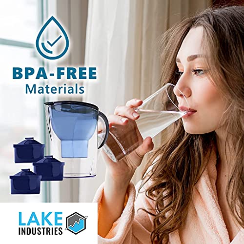 Lake Industries Alkaline Water Filter Pitcher 3.5L Bundle 7 Stage Filtration System to Purify and Increase PH Levels Includes 3 Water Pitcher Cartridges Durable & Heavy 7 Stage Filters