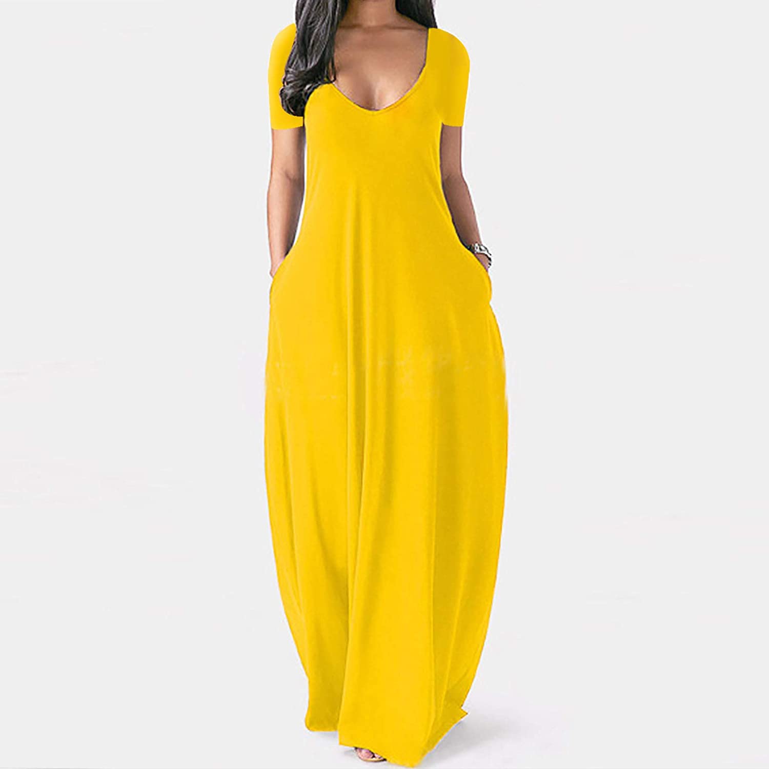 V-Neck Plus Size Long Maxi Dress