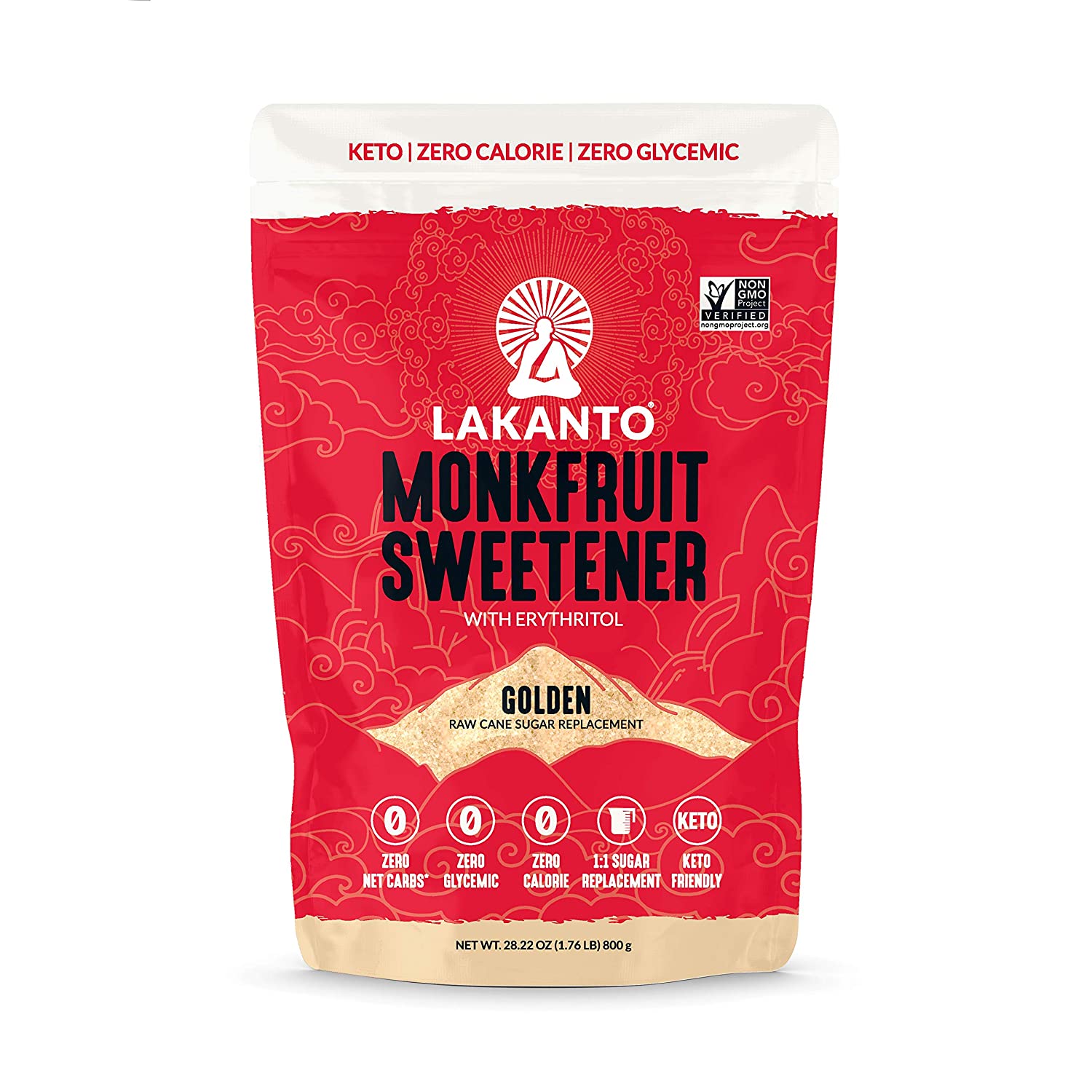 Lakanto Classic Monk Fruit Sweetener - White Sugar Substitute, Zero Calorie, Keto Diet Friendly, Zero Net Carbs, Zero Glycemic, Baking, Extract, Sugar Replacement (Classic White - 3 lbs)