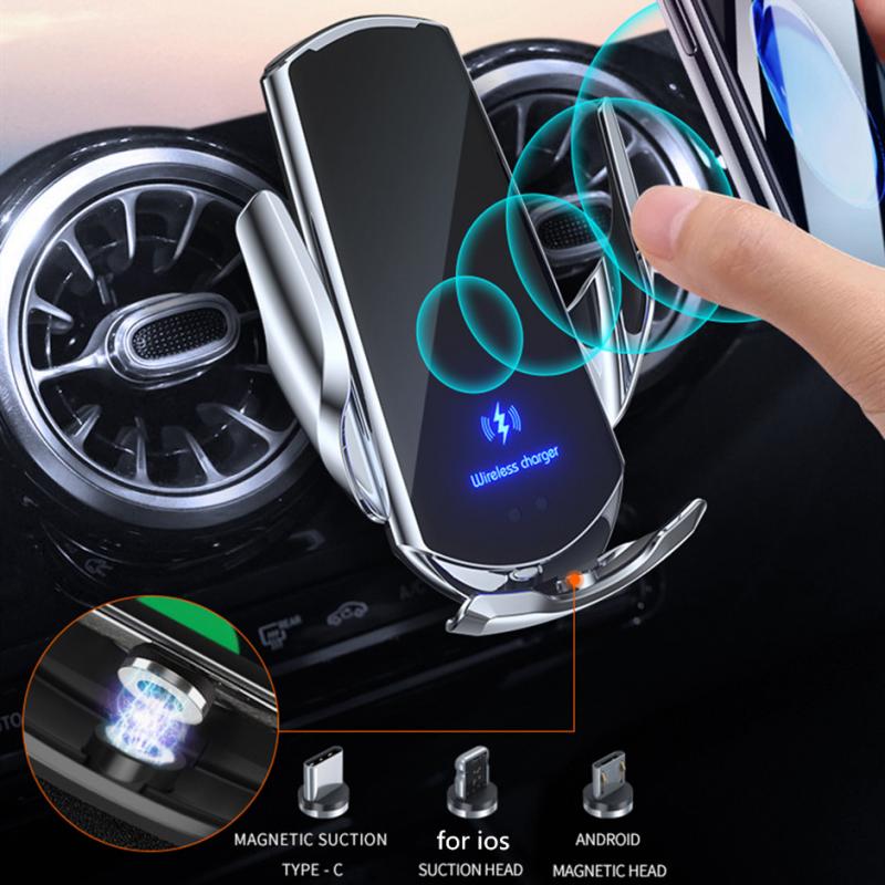 Wireless Automatic 15W Qi Car Charger for iPhone 12 11 XS XR X 8 Samsung S20 S10 Magnetic USB