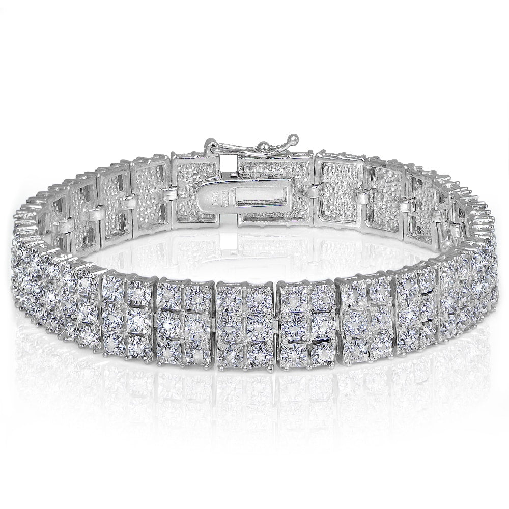 DB Designs Diamond 1ct TDW Miracle Set 3-Row Tennis Bracelet