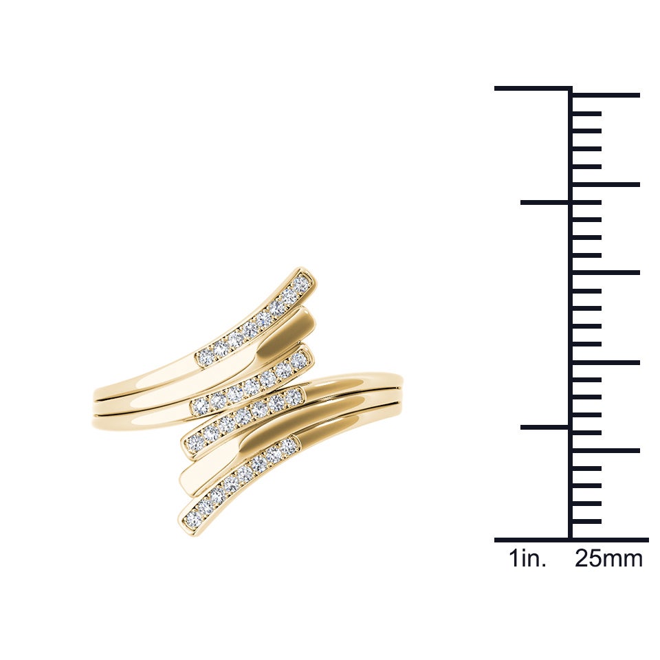 De Couer 10k Yellow Gold 1/10ct TDW Diamond Triple Ribbon Ring