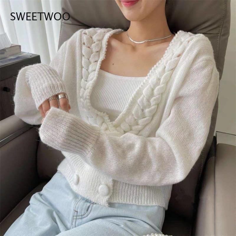Knotted Knit Cardigan Sweater