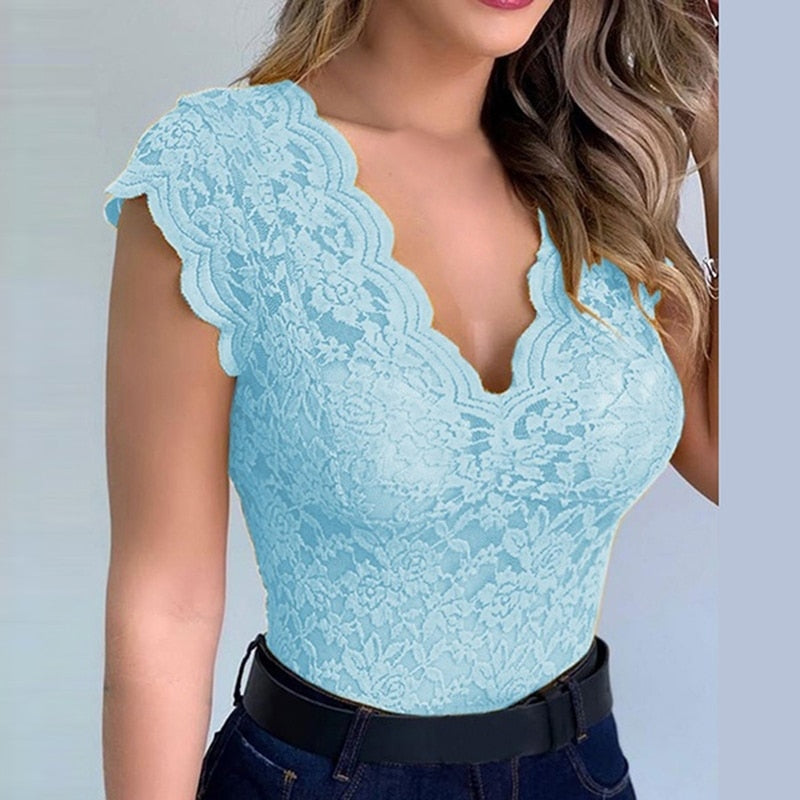 New Women Sexy V Neck Lace Vest Top Sleeveless Solid Wire Free Tops Casual Underwear Female Comfortable Clothing Lady Plus Size|Camisoles & Tanks|
