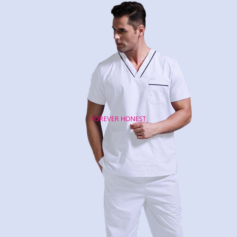 Plug Size Medical Suit For Men Short Sleeve Nursing Scrubs Cotton Veterinary Workwear Doctor Coveralls Surgical Pants Dentistry - Doctor Uniforms(non-protective)