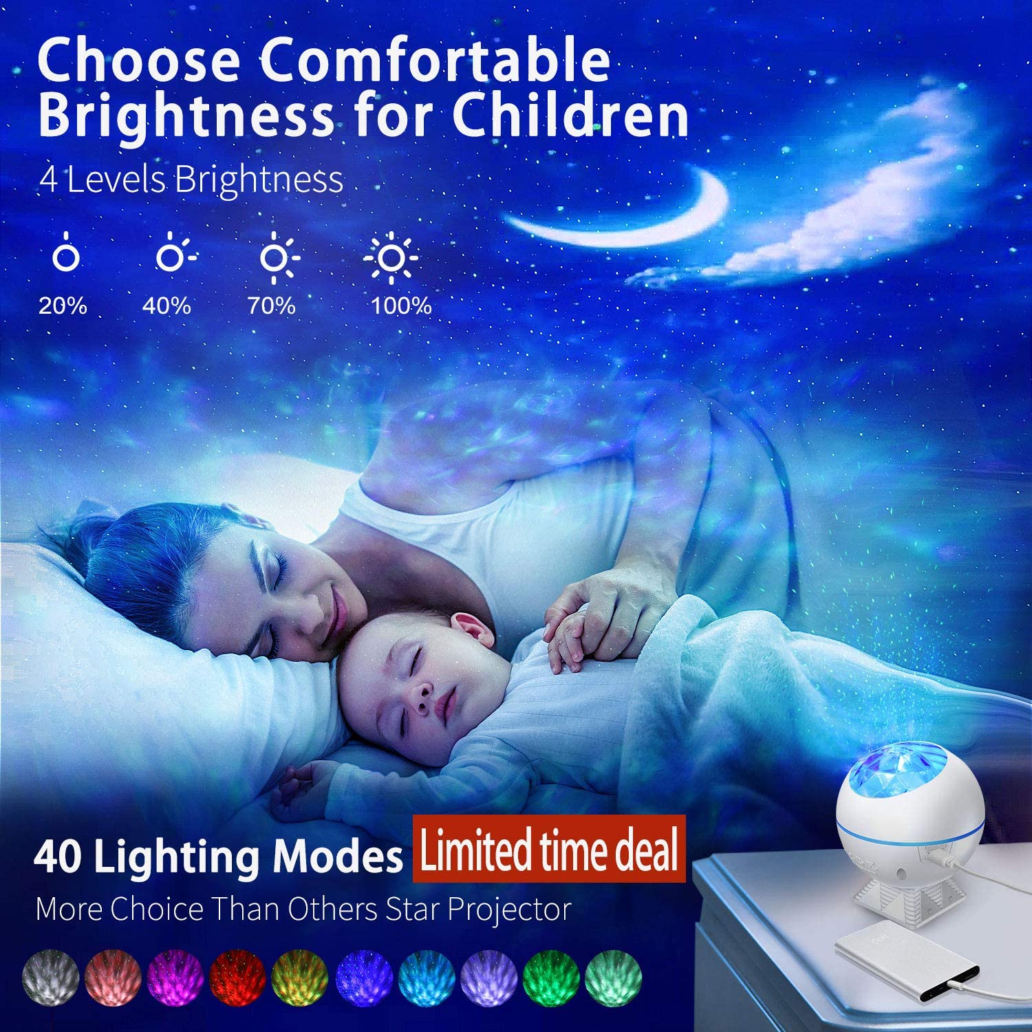 Star Projector Light Sky Moon Lights Galaxy Ocean Projection Lamp Bedroom Night Light with Remote Control