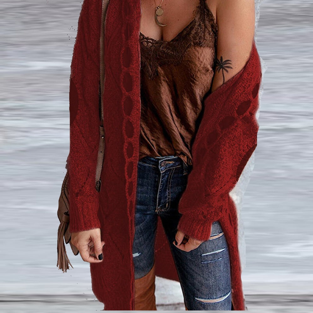 Hooded Knitted Sweater Cardigan