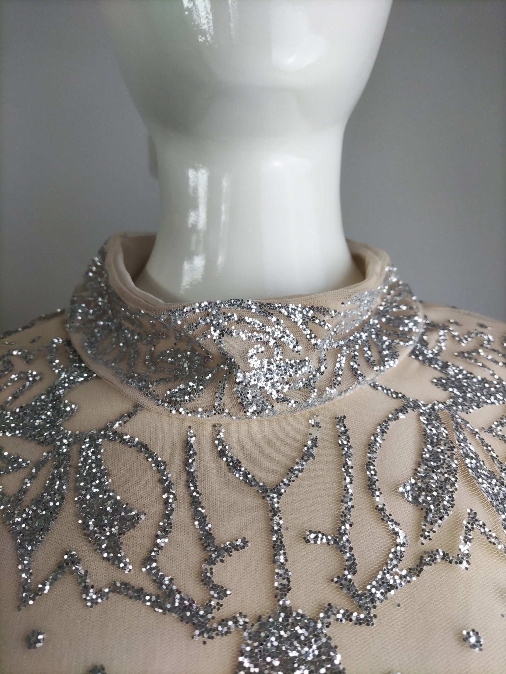 eprolo Glisten Rhinestones Mini Dress Silver / XL