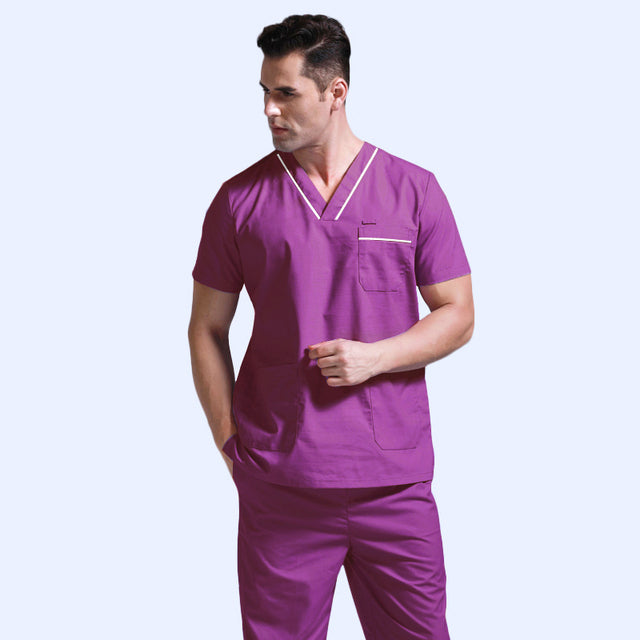 Plug Size Medical Suit For Men Short Sleeve Nursing Scrubs Cotton Veterinary Workwear Doctor Coveralls Surgical Pants Dentistry - Doctor Uniforms(non-protective)