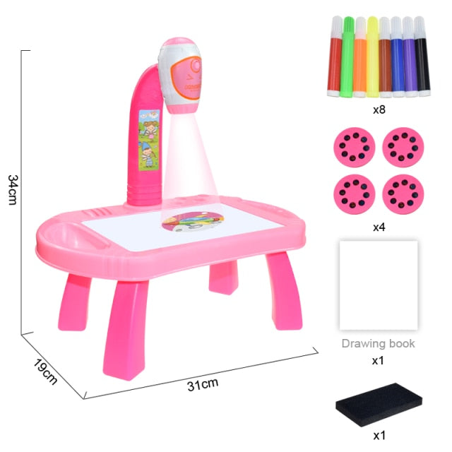 Children Led Projector Art Drawing Table Toys Kids Painting Board Desk Arts Crafts Educational Learning Paint Tools Toy for Girl|Drawing Toys|