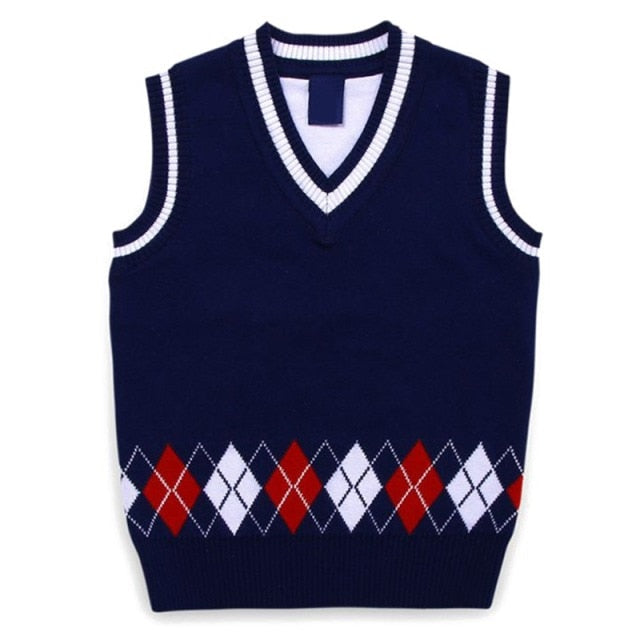 Boys/ Girls Outerwear knit Sweater Vest Argyle V Neck Sleeveless Pullover