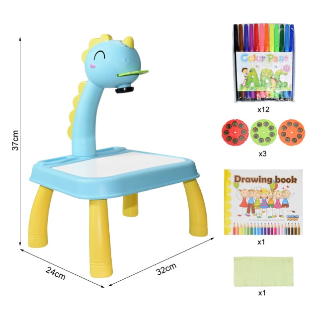 Children Led Projector Art Drawing Table Toys Kids Painting Board Desk Arts  Crafts Educational Learning Paint Tools Toy for Boy&Girl