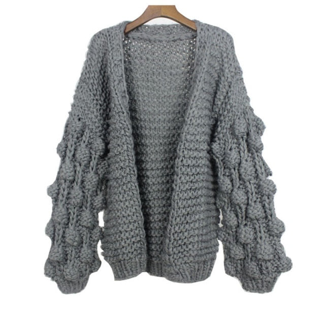 Long Lantern Sleeve Knitting Cardigan Sweater Women Knitted Casual Warm Cardigan Shawl Sweaters|Cardigans|