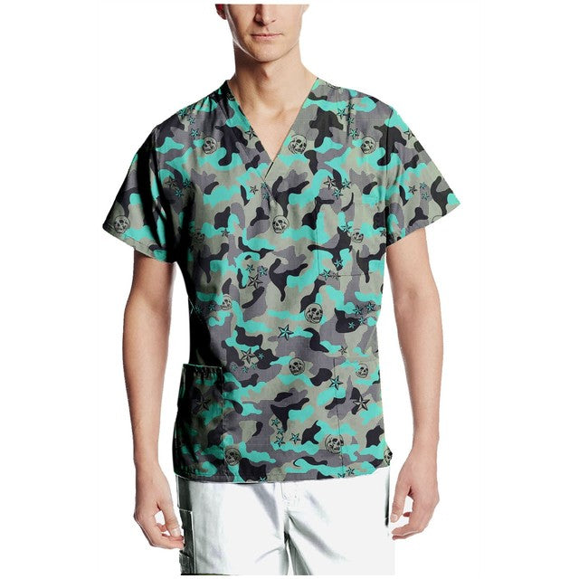 Men Nursing Work Uniform Solid Short Sleeve V neck Tops With Pockets Casual Blouse Doctor Workwear Scrubs Top|Nursing Scrubs