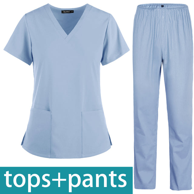womens v neck Scrubs Uniforms Solid Short Sleeve  - Nursing Scrubs