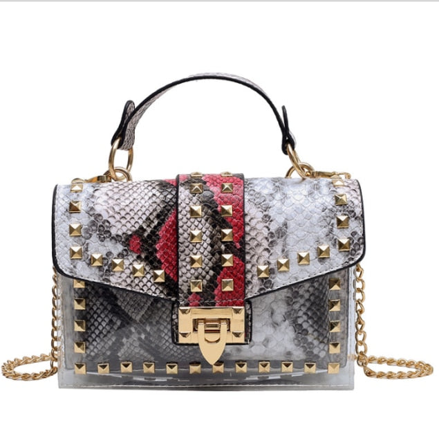 Studded out elegant women handbag small PU leather hasp