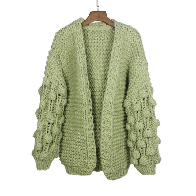 Long Lantern Sleeve Knitting Cardigan Sweater Women Knitted Casual Warm Cardigan Shawl Sweaters|Cardigans|