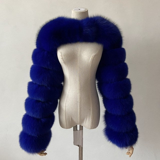 2 toned High Quality Faux Fox Fur half coat - womens outerwear